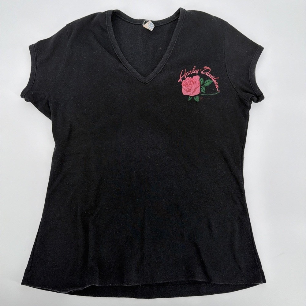 VTG 70s Single Stitch Harley Davidson Rose T Fun-Tees Retro Boho Biker